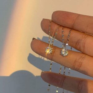 Silver coated single stone Stainless Steel Anti Tarnish necklace