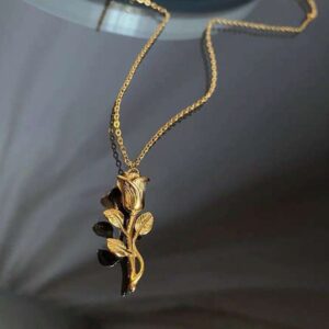 Rose flower 18k gold plated Stainless Steel Anti Tarnish necklace