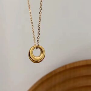 Out circle ring hold pendant 18k gold plated Stainless Steel Anti Tarnish necklace