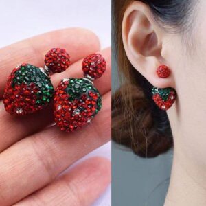 Strawberry Korean earrings 2 in 1 stud