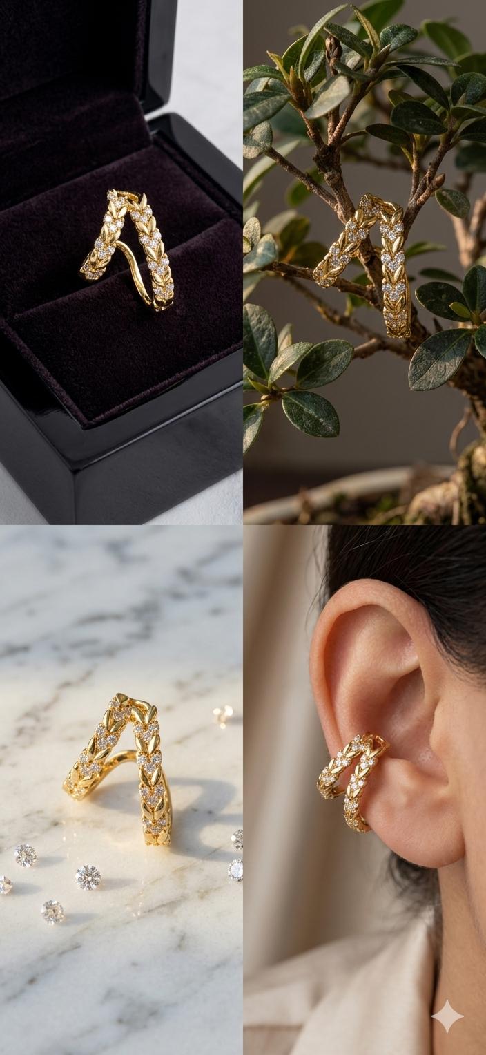 Ear cuff Model 5 Antitarnish 18k Gold plated on stainless steel (1 pcs ) - Image 2