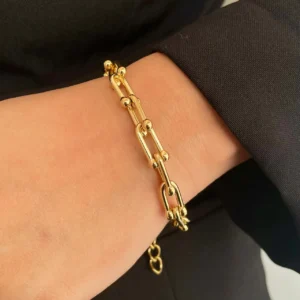 US Link model Antitarnish 18K Gold plated on stainless steel chain bracelet