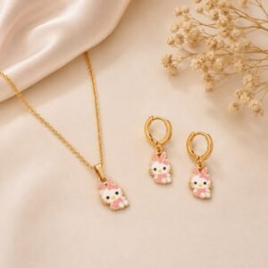 Kitty combo 2 pieces fashion brass jewel set ( Necklace/Earrings)