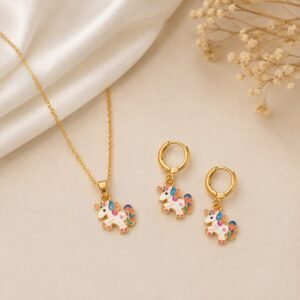 Unicorn combo 2 pieces fashion brass jewel set ( Necklace/Earrings)