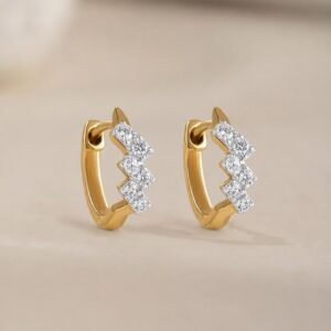 Slanting white stone 316L Antitarnish 18k Gold plated on stainless steel Hoops earrings
