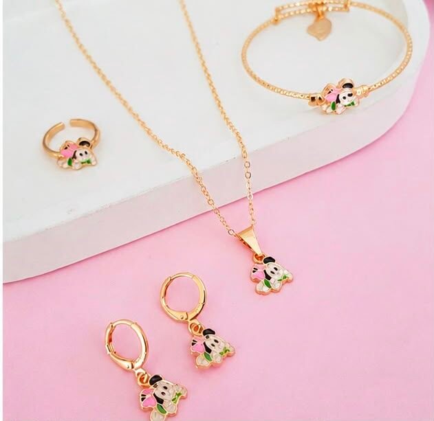 Mickey combo 4 pieces fashion brass jewel set ( Necklace/Earrings/Ring)