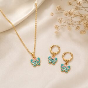 Butterfly combo 2 pieces fashion brass jewel set ( Necklace/Earrings)