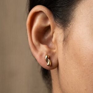 Double tear drop stud earrings Antitarnish 18k Gold plated on stainless steel