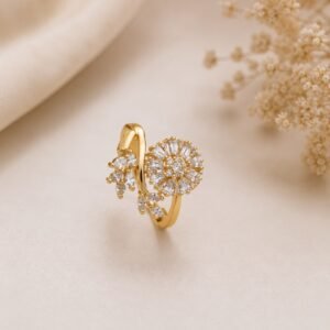 18K Gold Plated flower design adjustable ring
