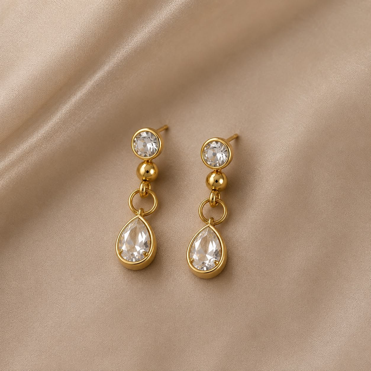Seamless drop earrings Antitarnish 18k Gold plated on stainless steel